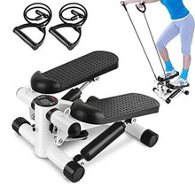 Compact fitness stepper with black textured pedals, arm bars, and two resistance handles