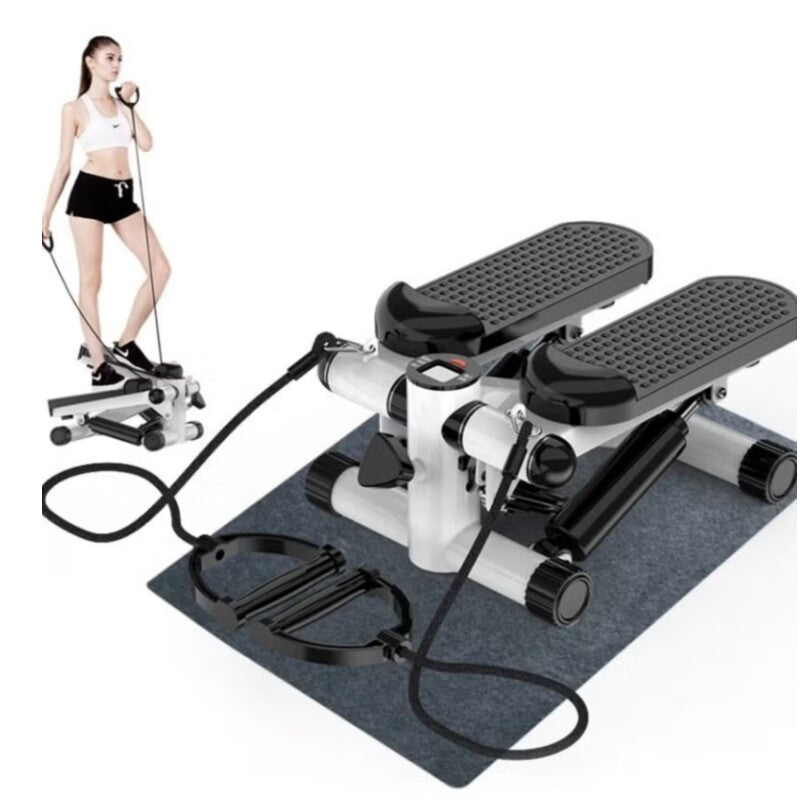 Huitich compact fitness stepper with LCD display and resistance bands on floor mat for cardio workouts