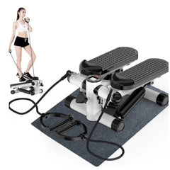 Huitich compact fitness stepper with LCD display and resistance bands on floor mat for cardio workouts