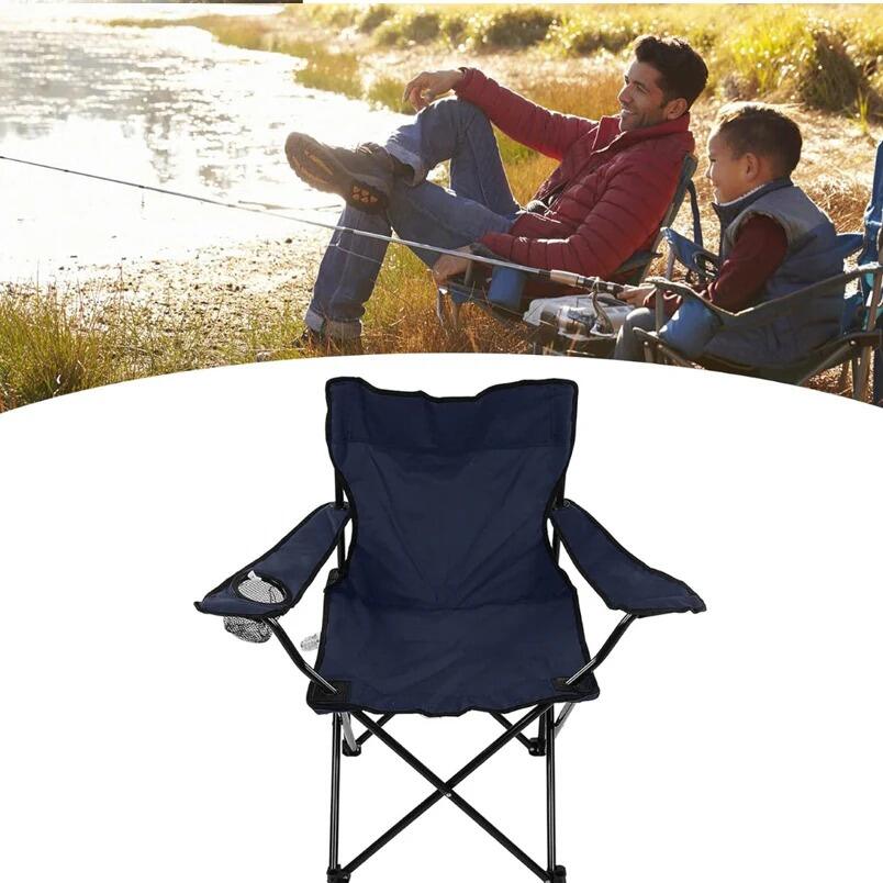 Huitich compact travel camping chair in navy blue with armrests and cup holder
