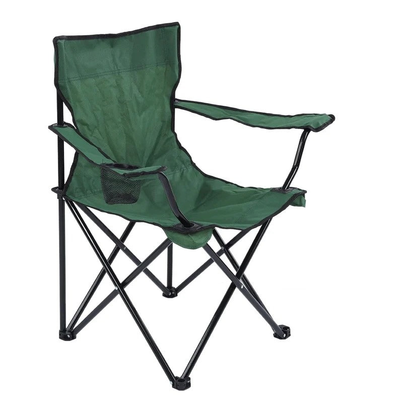 Huitich green compact travel camping chair with armrests and cup holder on black foldable frame