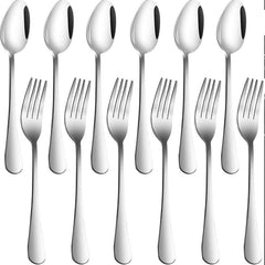 Huitich 12 piece cutlery set with polished stainless steel forks and spoons