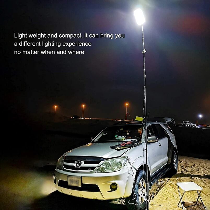 Huitich LED camping lantern 46W mounted on a car providing bright light for nighttime outdoor activities
