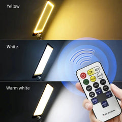 Huitich LED camping lantern 46W showing yellow white and warm white light modes with remote control