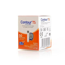 Contour TS blood glucose test strips box, 50 count, front and side