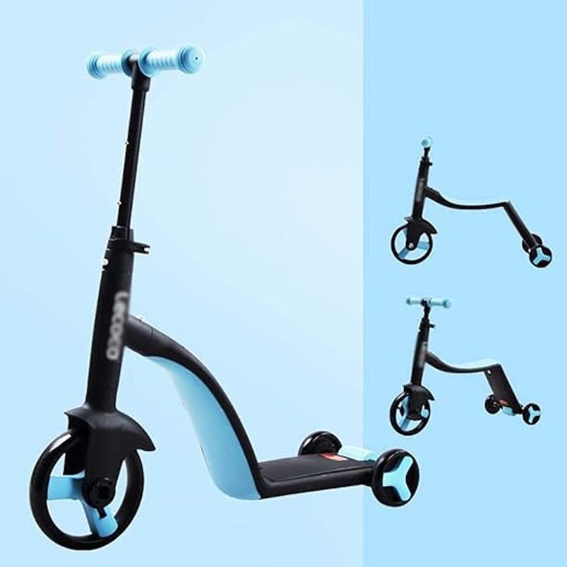 Huitich convertible tricycle for kids in black and blue with adjustable design for multiple riding modes
