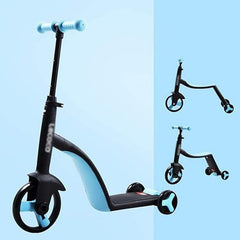 Huitich convertible tricycle for kids in black and blue with adjustable design for multiple riding modes
