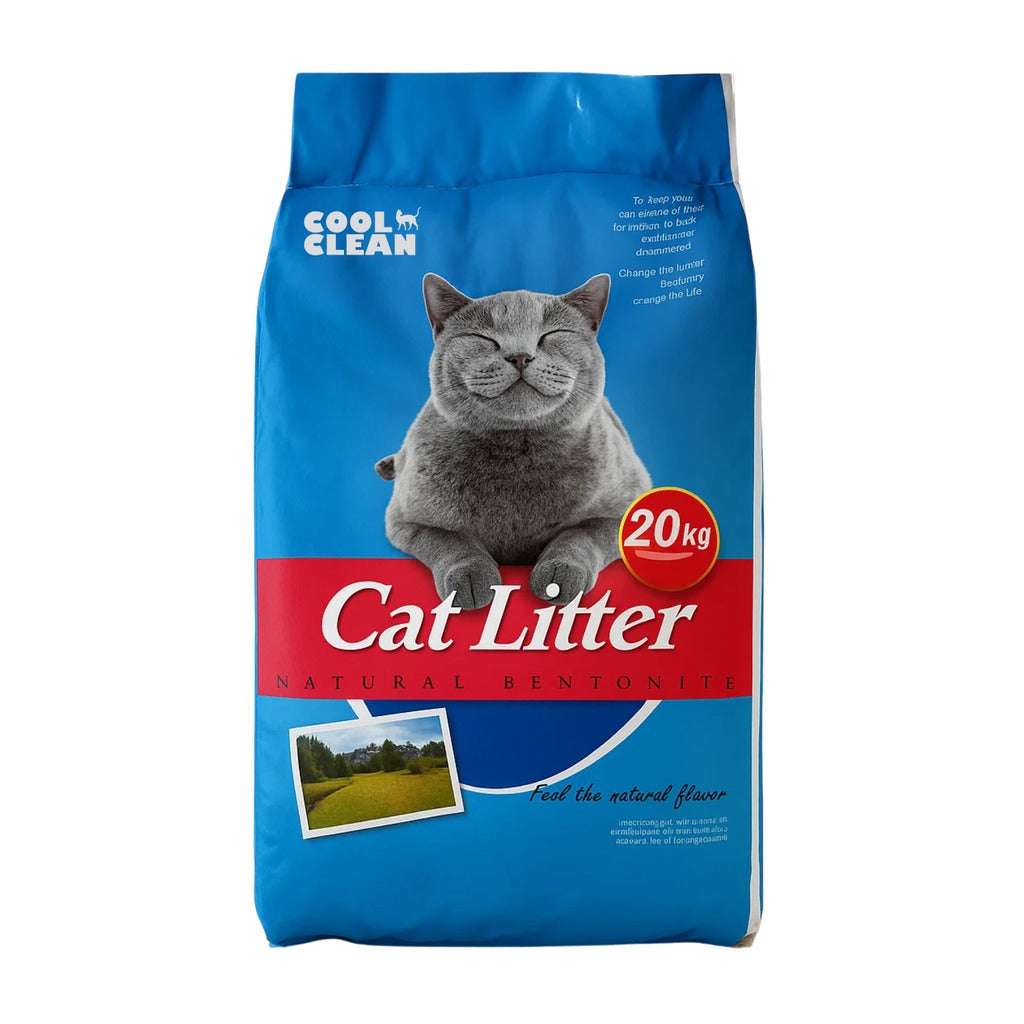 Cool Clean clumping cat litter 20kg bag made from natural bentonite for effective odor control