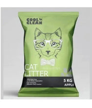 Cool Clean clumping cat litter bag, 5 kg, green with cat and apple text