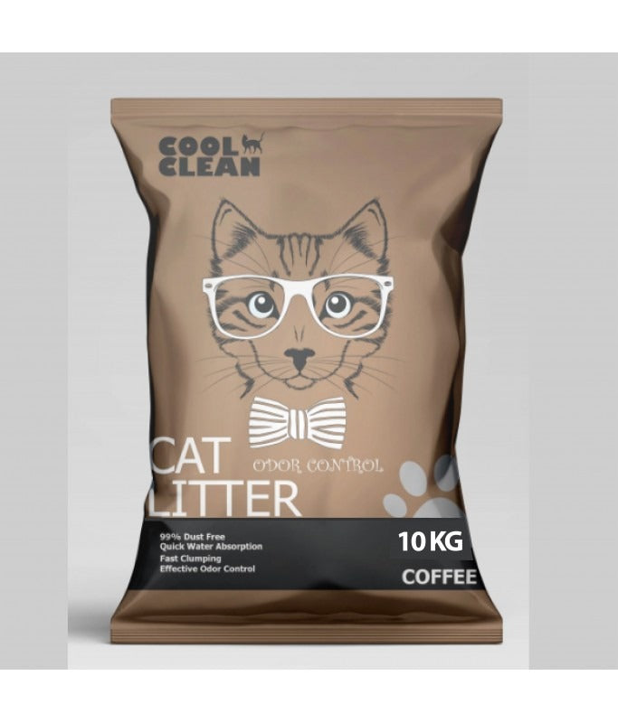 Cool Clean 10kg Cat Litter with Coffee Scented Clumping Cat Litter for Odor Control and Quick Absorption