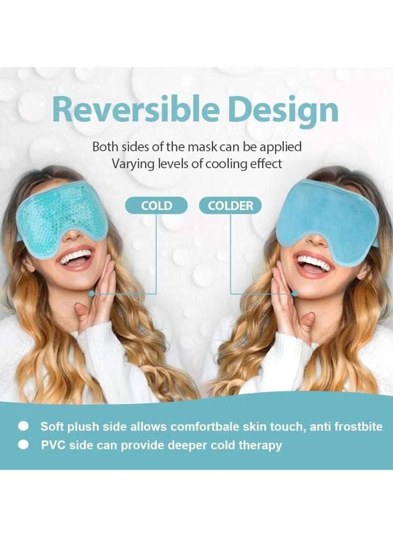 Huitich cooling gel sleep mask with reversible design for adjustable cold therapy and soft plush comfort