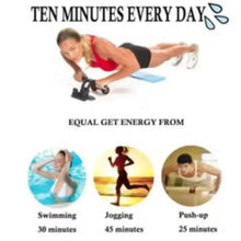Wheel roller ab exerciser with green wheels during core workout, person on knees