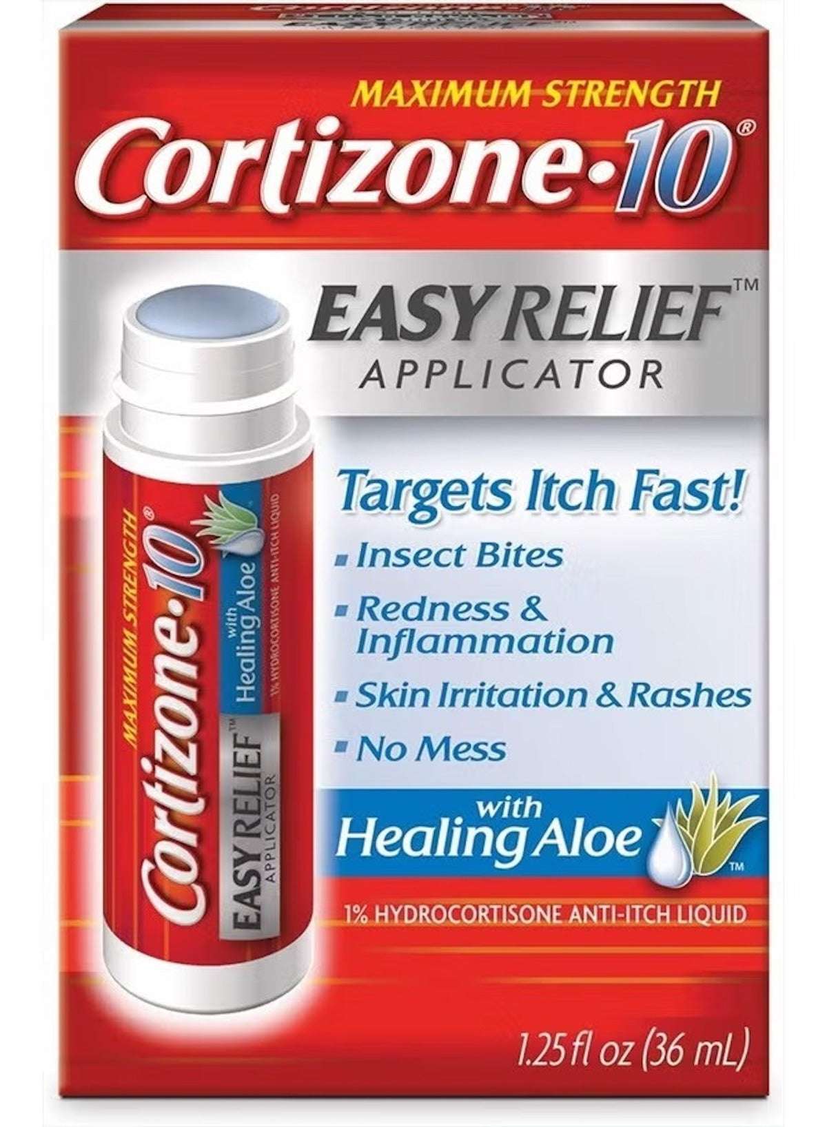 Cortizone 10 hydrocortisone anti-itch liquid applicator for fast relief from insect bites and skin irritation