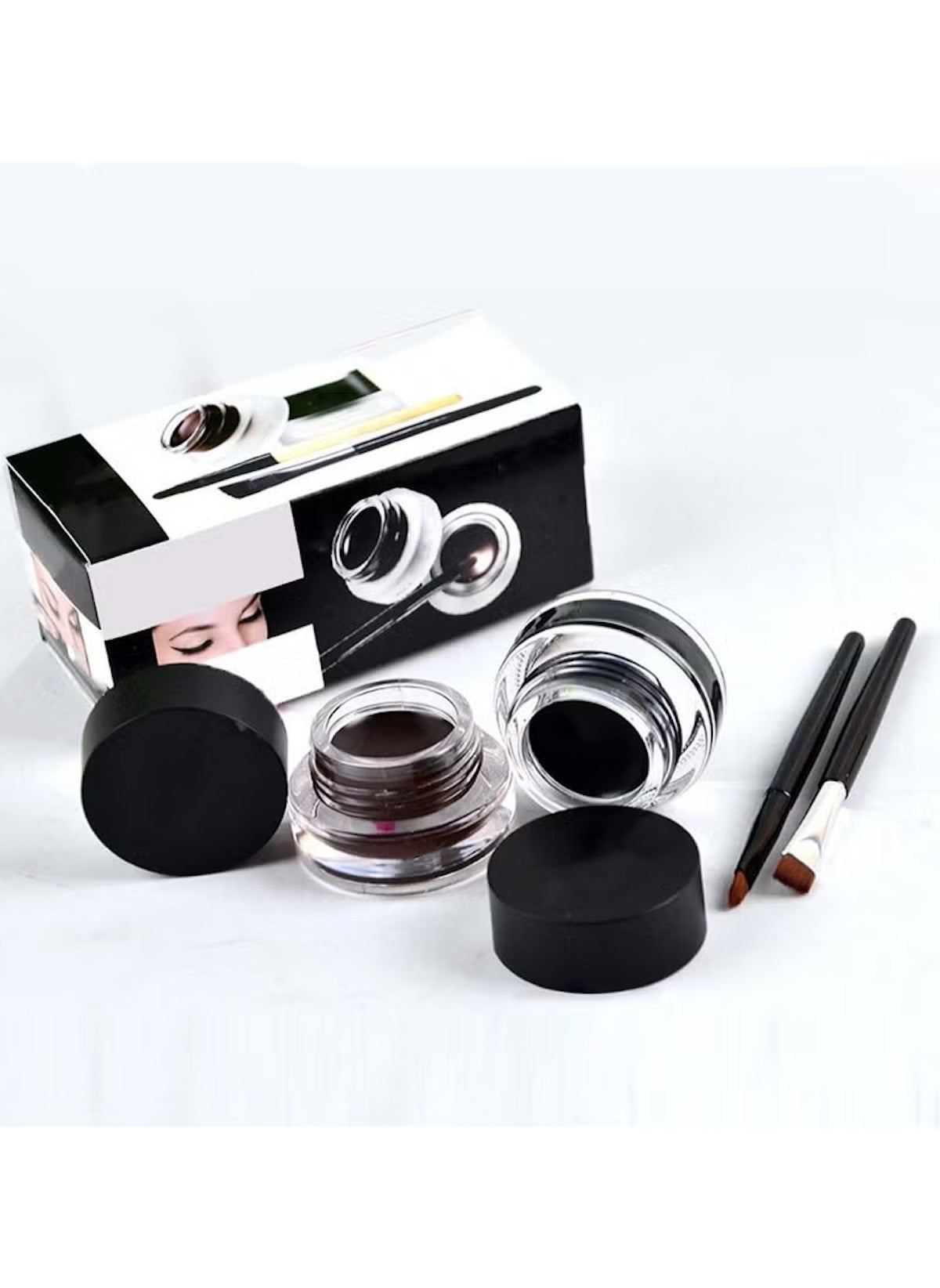 Huitich 2-in-1 gel eyeliner with brushes in black with dual applicator brushes and packaging