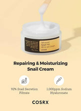 COSRX Snail 92 all-in-one cream jar with creamy white top and black lid
