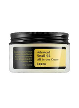 COSRX Snail 92 all-in-one cream jar with black lid and yellow label, 100 g