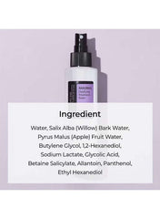 COSRX AHA BHA clarifying toner in a sleek bottle with ingredient list for clear skin