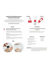 Facial cleanser tube with usage and ingredients info layout and detail inserts