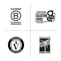 country life hair growth supplement with Certified B Corporation Gluten Free Vegetarian and Renewable Energy icons