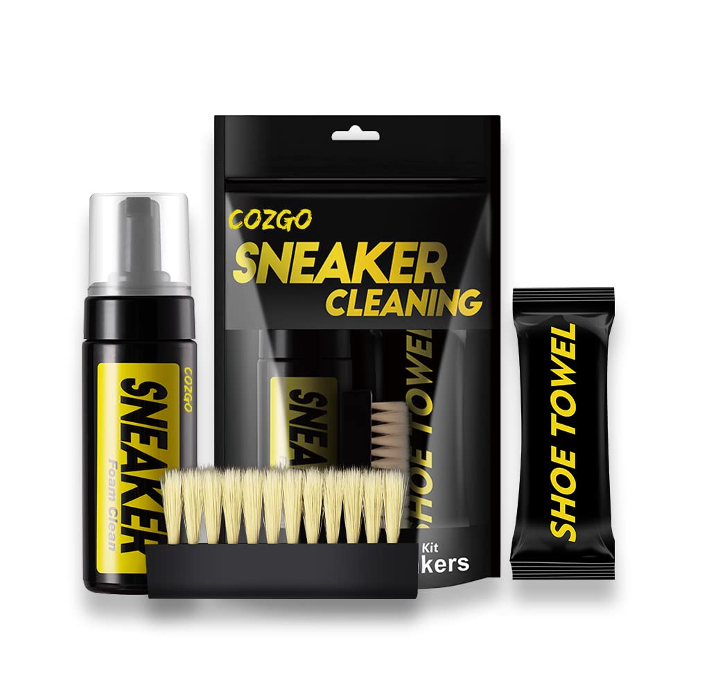 COZGO sneaker cleaning kit with waterless shoe cleaning foam brush and shoe towel for sneakers