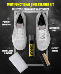 Multifunctional shoe cleaner kit with waterless shoe cleaning foam,brush, cloth, and white sneakers
