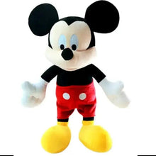 Plush Mickey Mouse toy with black ears, red shorts, and yellow feet
