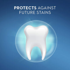 Crest 3D White toothpaste UAE showing a gleaming tooth inside a protective bubble on blue background