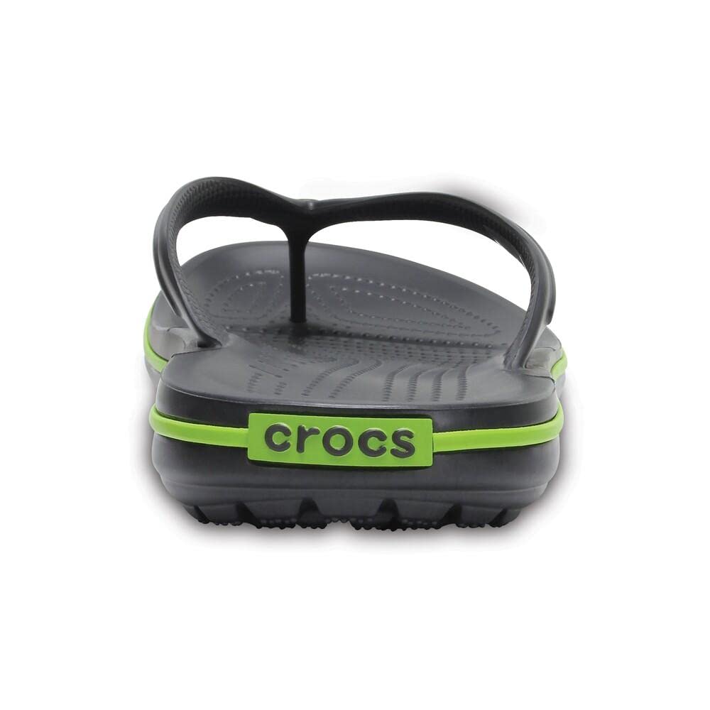 Black and green comfortable Crocs slip on shoes with cushioned sole and durable thong strap