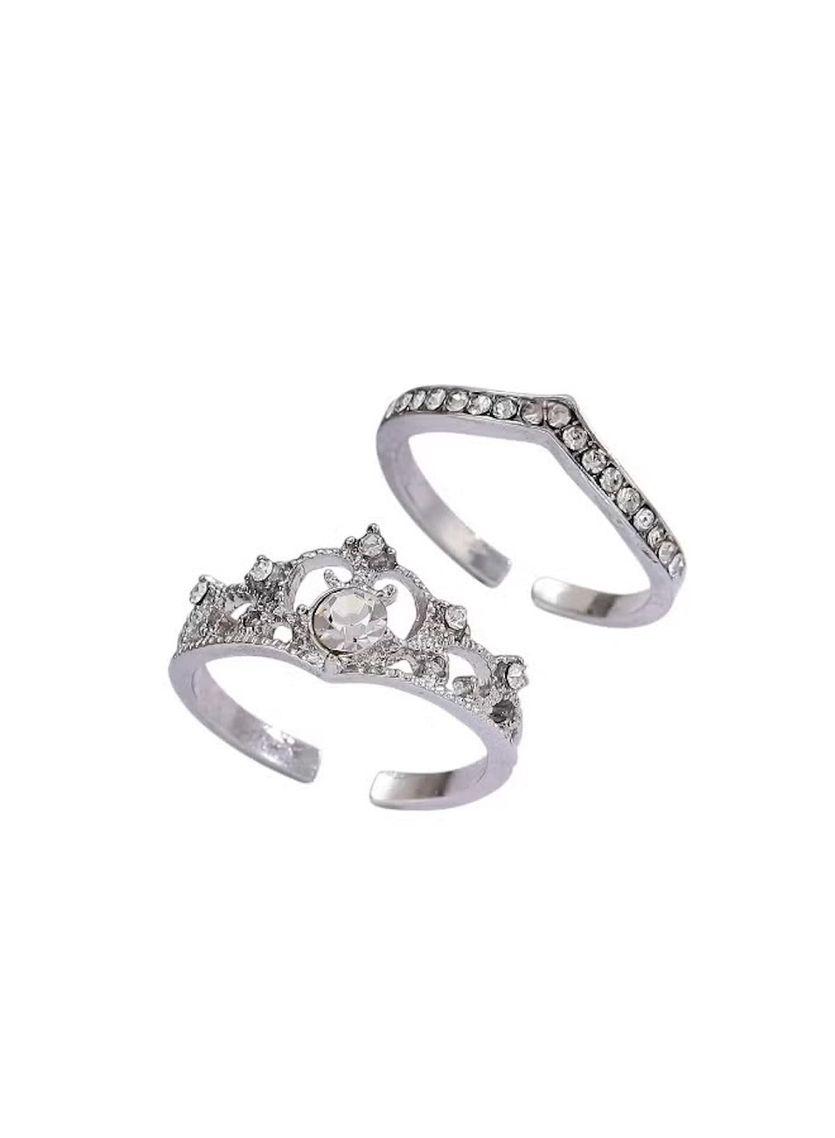 Huitich crystal crown adjustable ring set featuring sparkling stones in a stylish design