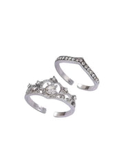 Huitich crystal crown adjustable ring set featuring sparkling stones in a stylish design