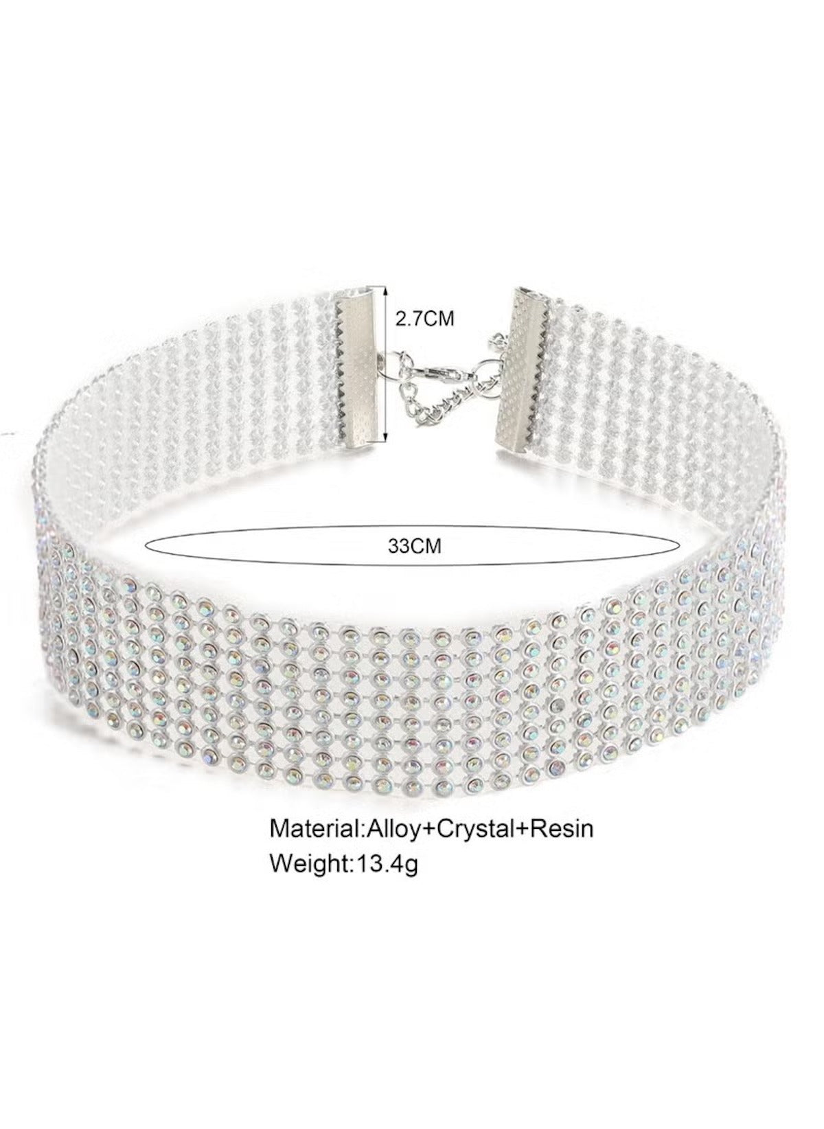 Crystal rhinestone choker necklace with sparkling crystals and adjustable clasp by hutich