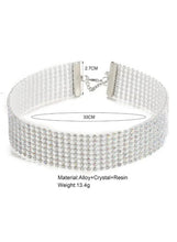 Crystal rhinestone choker necklace 33cm; 2.7cm wide; 13.4g; alloy+crystal+resin