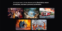 Cubot King Kong Power 5 Android 15 smartphone showing emergency alerts for floods fires and rescue teams