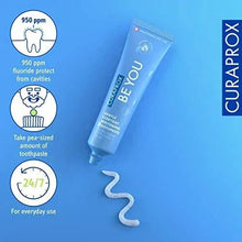 Curaprox Be You toothpaste tube with cap, showing pea-sized dispensing amount