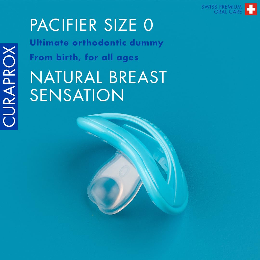 Curaprox size 0 blue natural breast sensation pacifier for newborns and infants orthodontic baby pacifier UAE