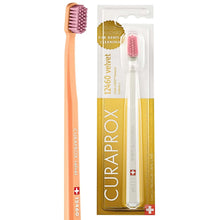 Curaprox CS 12460 toothbrush in retail blister, peach handle, pink bristles