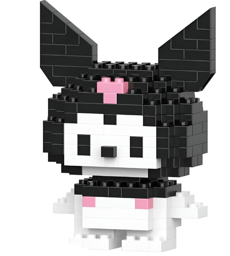 Huitich cute anime block toys building set featuring a black and white character figure with pink accents