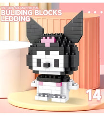 Huitich building sets featuring a cute anime block toys figure with black ears and pink accents