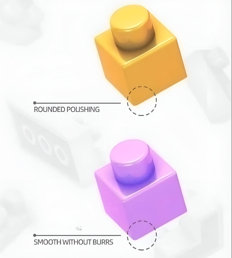 Huitich cute anime block toys building set with rounded polished yellow and purple blocks smooth without burrs
