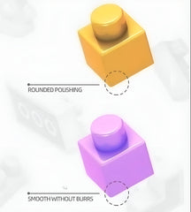 Huitich cute anime block toys building set with rounded polished yellow and purple blocks smooth without burrs