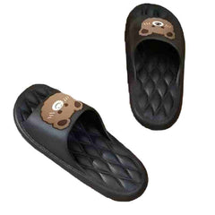 Huitich cute novelty slippers for women featuring black cartoon bear design in EU size 36-37