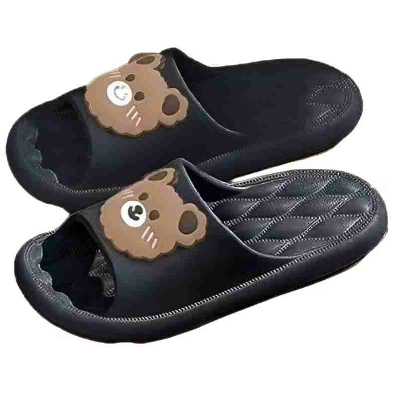 Huitich cute novelty slippers for women featuring black cartoon bear design EU size 36-37