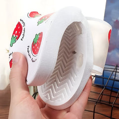 Huitich cute sandals size 38 39 with white sole and strawberry print design