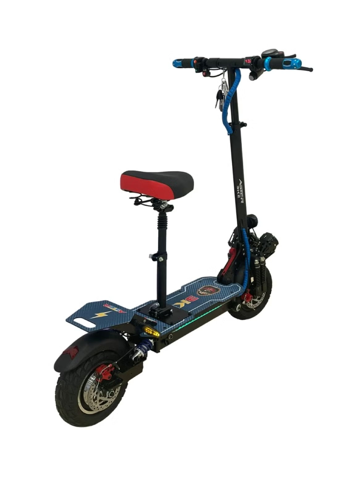 E10S Power-Packed 2000W Single Motor Electric Scooter - Blue online in Dubai and UAE at Mumzar.com better value compared to Noon, Amazon.ae, Carrefour, and Dubizzle when you shop for adults and kids at Mumzar.com free delivery in Dubai, Abu Dhabi, Sharjah, Ajman, Umm Al Quwain, Fujairah, and Ras Al Khaimah.