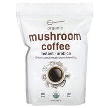 Organic mushroom coffee instant blend in white stand-up pouch, 28 oz