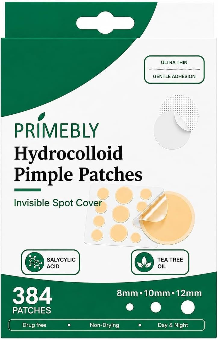 Acne Patches 384 Count - 03 Size | Pimple Patch & Hydrocolloid Patch لصقات حب الشباب | Invisible Waterproof for Face & Body | Fast-Acting Blemish & Acne Spot Treatment – Vegan & Cruelty-Free