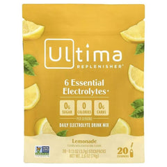 Ultima Replenisher 6 essential electrolytes lemonade drink mix pouch, 20 stickpacks