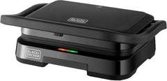 BLACK+DECKER 1300W Electric Panini Grill & Sandwich Maker, Non-Stick Plates, 180° BBQ Hinge, Double Grilling Area, Removable Drip Tray, Cool-Touch Handle – 2 Toast Capacity - PCG1300-B5