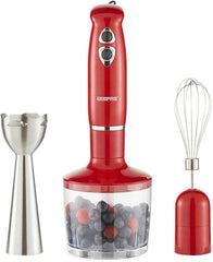 Geepas GHB6136 400W Hand Blender - Stainless Steel Blades with 2 Speed for Baby Food, Soup, Juice | 860ml Chopper Bowl & Electric Egg Whisk - 2 Years Warranty