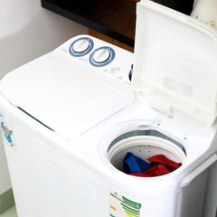 Geepas 7.2 KG Twin Tub Semi-Automatic Washing Machine- GSWM6468| Semi-Automatic Top Load Washing Machine, Ripple Pulsator|Classic Design, Spin Capacity: 7.2 KG| White, 2 Years Warranty